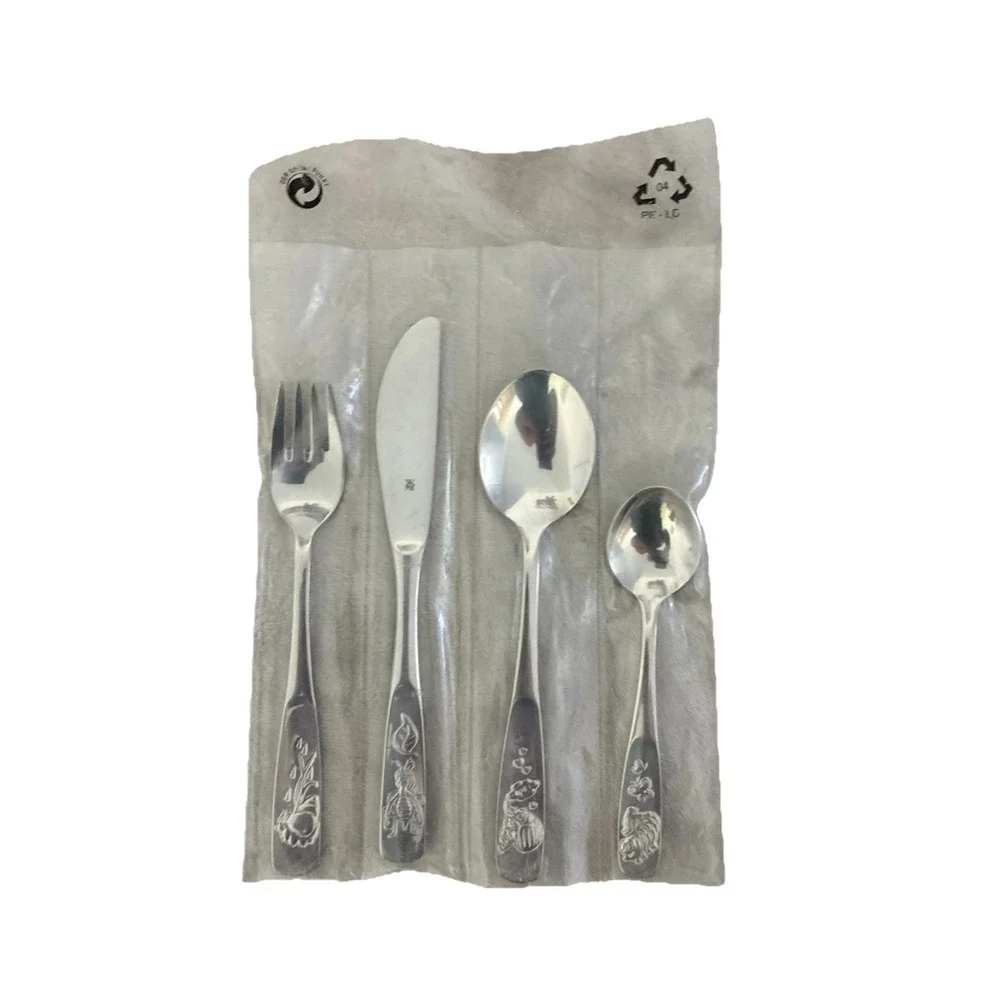 WMF  Cromargan Children's Cutlery Set Bugs Snail Bee Beetle Caterpillar 4 Pc NEW
